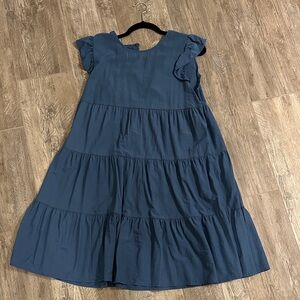 Chic Navy Kids Dress with Ruffle Sleeves
